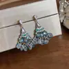 Pendientes de Borla con Forma de Abanico Incrustados con Diamantes Estilo Palacio Retro con Diseño Exquisito, Pendientes de Nicho con un Toque de Lujo Ligero y de Alta Gama para Mujer