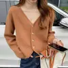 Casaco estilo Chanel outono e inverno feminino estilo coreano gola simples de malha cardigã respirável de botão único suéter de manga longa