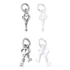 Prata Esterlina S925 Pingente de Chave Personalizado Cadeado Concêntrico Pulseira de Corda Trançada com Contas DIY Pulseira para Casal Acessórios de Prata