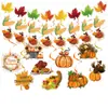 Nuevo Set de Banderas Decorativas de Acción de Gracias Transfronterizas de Amazon Hoja de Arce Otoñal Calabaza Pastel Inserto Flor Banner