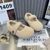 Nuevos zapatos Mary Jane retro franceses forrados de polar, zapatos planos casuales para mujer, mocasines de suela blanda de punta poco profunda con cierre de velcro, 2026