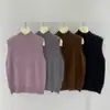 26 Outono Novo Estilo Essencial para Camadas Malha Escovada de Caxemira Solto Sem Mangas Gola Alta Colete 23005