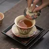 Pedra de Fogo Azul e Branca Gatinho Vermelho Aroma Três Talentos Tigela Coberta Tigela de Chá Cerâmica Doméstica Copo de Chá Grande Pessoal Xícara de Chá