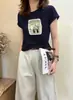 Camiseta de algodón acanalado de trece filas, fuente física, para mujer, directo de fábrica, top de manga corta ajustado, suministro exclusivo segunda tanda de verano