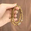 Pulseira de Sândalo Verde com Laço Duplo, Pulseira de Sândalo de 6mm combinada com Jade Hetian e Ágata Cinza, Pulseira de Laço Duplo de Alta Qualidade Elegante Estilo Chinês