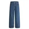 Outono Novo Streetwear Americano Dourado Clássico Jeans Azul Escuro Calças Longas Retas Largas Masculinas Jeans Masculino