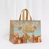 Saco para Embalagem de Presente de Festa Saco Impermeável para Levar Sacola Não Tecida Atacado Bolsa de Mão Estampada Saco Horizontal de Presente de Natal