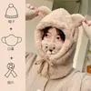 Conjunto de sombrero de peluche de oso y bufanda para mujer en invierno, para ciclismo, protección contra el frío y el viento, sombrero cálido para mujer, sombrero tipo pullover de otoño e invierno