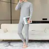 Ropa interior térmica de cuello medio-alto para hombres estudiantes de secundaria traje engrosado con forro polar adolescentes a prueba de frío moda ropa de otoño pantalones largos moda