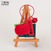 Llavero de Cáscara de Caqui Tejido a Crochet de Lana Genuina para Llavero de Coche, Bolso de Pareja Femenina, Lindo Colgante de Peluche de Caqui, Pequeño Regalo