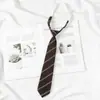Gravata Marrom da Marca H para Mulheres, Estilo Universitário JK Japonês Preguiçoso Sem Nó Gravata Curta Listrada para Homens, DK Amarrada à Mão com um Toque Escolar