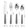 Talheres de aço inoxidável transfronteiriços com cabos de cerâmica, louça criativa estilo ocidental, colheres de sobremesa estilo Hepburn, facas e garfos para steak