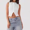 Ropa de Mujer Transfronteriza Europea y Americana de Alto Peso Hecha a Medida, Chaleco Cardigan de Verano Sexy Estilo Chica Caliente, Chaleco sin Mangas
