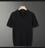 Camisa polo masculina de verão, de malha, manga curta, coreana, slim fit, cor pura, seda gelo, casual, lapela, meia manga, camiseta, camisa de baixo