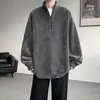 Moletom casual pesado em jacquard para primavera e outono para homens, corte solto, com meio zíper, gola alta, pulôver para casais, jaqueta de cor sólida