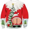 Europa Transfronteriza Sudadera con Capucha Redonda Divertida de Papá Noel Impresión 3D para Hombre Primavera Otoño Holgada Manga Larga Pulóver Comercio Exterior