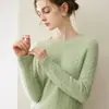 Suéter de cashmere 100% puro espessado para mulheres, gola redonda, trança, manga longa, pulôver, malha macia e aconchegante para outono e inverno, adequado para o trabalho