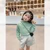 Camiseta Térmica de Terciopelo Estilo Coreano para Niños y Niñas Manga Larga Cuello Medio Alto Cálida para Primavera y Otoño Top de Color Puro