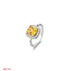 Joias Europeias e Americanas Transfronteiriças, Anéis de Diamante Amarelo Sintético com Diamantes Inteiros, Joias com Pedras Quadradas Grossas Banhadas a Platina, Estoque Pronto do Fabricante