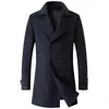 Outono e inverno novo casaco de lã masculino de tamanho europeu elegante lapela trespassada comprimento médio casaco de lã para homens
