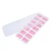 Venta al por mayor del fabricante molde de silicona para cubitos de hielo de fondo suave de 14 rejillas bandeja de hielo molde para cubitos de hielo de helado casero DIY con tapa