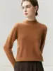 Suéter de cashmere para bebê para mulheres, 100% cashmere, com bainha enrolada, gola semi-alta, malha sem costura, perfeito como camada base ou top interno