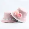 2025 Nuevo Sombrero de Pescador de Encaje y Flores Lolita Rosa Rosa Exterior Foto Foto Más Fácil de Combinar Sombrero Cubeta Personalizado
