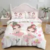 Ropa de cama de poliéster con estampado digital 3D de dibujos animados de niña de ballet, tres piezas, transfronteriza, venta caliente en Amazon