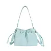 Bolso de Verano Tejido para Mujer 2026 Nuevo de Moda Tendencia Bolso Cubo con Cierre de Cordón Versátil Bolso de Hombro de Gama Alta