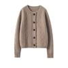 Cardigan de Lã Cera Macia para Mulheres Espessado Quente 100 Torção Suéter de Lã Tricotada Design de Nicho Casaco de Suéter Vermelho
