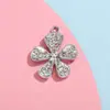 Colgante de Flor de Cinco Pétalos Completamente Diamantado Accesorios Colgante de Diamante Accesorios de Joyería de Aleación Ropa DIY Collar Pulsera Llavero
