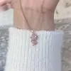Francês suave rosa colar pequena flor rosa clavícula cadeia doce luz luxo nicho design feminino