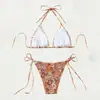 2026 Nuevo Modelo Aliexpress Bikini de Playa de Tres Piezas Amazon Fruncido Halter con Lazo Dividido Traje de Baño Venta al por Mayor