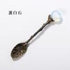 Cuchara Flor Diente Amatista Natural Cuchara Helado Café Postre Cobre Cuchara DIY Creativa Tallada Mango Largo Cuchara Mezcladora