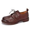 [9.9kg Pares, Disponível] Sapatos de Couro para Todas as Estações, Sapatos Versáteis de Salto Baixo com Cadarço e Bico Redondo, Sapatos Femininos de Couro Genuíno de Cano Baixo
