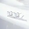 Pendientes de Plata de Ley S925 para Mujer, Pendientes Clásicos de Plata con Diamante Moissanita de Cuatro Garras, Joyería Versátil para Mujer, Joyería de Exportación de Gama Alta