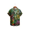 Nova Camisa Havaiana de Verão Mais Vendida para Homens, Estampa Digital 3D, Manga Curta, Lapela, Top Casual