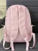 Mochila Bordada de Cuadros Finos en Tono Rosa Suave, Estilo Coreano Ins Vibe, Mochila Pequeña para Salidas de Estudiantes