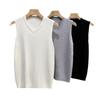 Chaleco suéter de otoño e invierno 2023 para hombre, cuello en V, sin mangas, suéter cálido para llevar debajo, chaleco suéter moderno estilo coreano