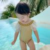 Maiô Peça Única Infantil 2026 Roupa de Banho Fofa para Meninas Brincando na Água, Crianças Pequenas e Médias Maiô Princesa de Fonte Termal com Pérolas Secagem Rápida