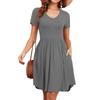 Amazon Vestido Holgado de Manga Larga para Mujer, Color Sólido, Cuello Redondo, Ceñido a la Cintura, Falda Corta, Moda Estilo Europeo y Americano