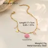 Pulseira de Aço Inoxidável Rosa com Concha Estilo Oceano Transfronteiriça Europeia e Americana para Mulheres, Joia de Design de Nicho Estilo Feriado Atacado
