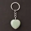 Llavero con colgante de corazón transfronterizo de 30*12 mm, corazón de cristal rosa de piedra natural, accesorio popular para DIY