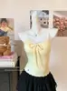 Nuevo Top Camisola de Encaje con Diseño de Nube Puro Deseo para Mujer con Almohadillas en el Pecho Versátil Capa Base Ropa Interior Top Corto Espalda Hermosa