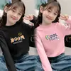 Roupas para Meninas Gola Alta Meia Veludo Camisa Básica Outono e Inverno Roupa de Baixo para Crianças Maiores Camiseta de Manga Longa Infantil Top Quente Primavera e Outono