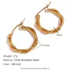 Moda Europeia e Americana Elegante Nicho Retro Brincos Aço Inoxidável Banhado a Ouro 18K Vazado Geométrico Listras Leves Vegetais Brincos para Mulheres