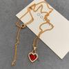 Collar con gemas de cristal de amor rojo para mujer, colgante ligero de lujo con forma de corazón rojo pequeño, cadena de suéter para el año de nacimiento, collar de clavícula
