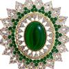 Broche de cobre con gema esmeralda Victoria, estilo antiguo, chapado en oro de 16 quilates, con forma de huevo de paloma y panal.
