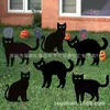 Nova Placa de Madeira de Halloween com Design de Gato Preto e Mão de Fantasma, Placa de Jardim, Placa Externa para Quintal com Tema de Halloween