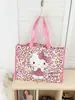 Bolsa de Compras Auténtica Autorizada Serie Familiar Sanrio Hello Kitty Estampado de Leopardo Plegable Portátil Bolsa de Gran Capacidad Estilo Nuevo